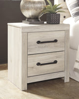 Cambeck Full Panel Bed with 2 Storage Drawers with Mirrored Dresser and 2 Nightstands in Whitewash - PKG003051