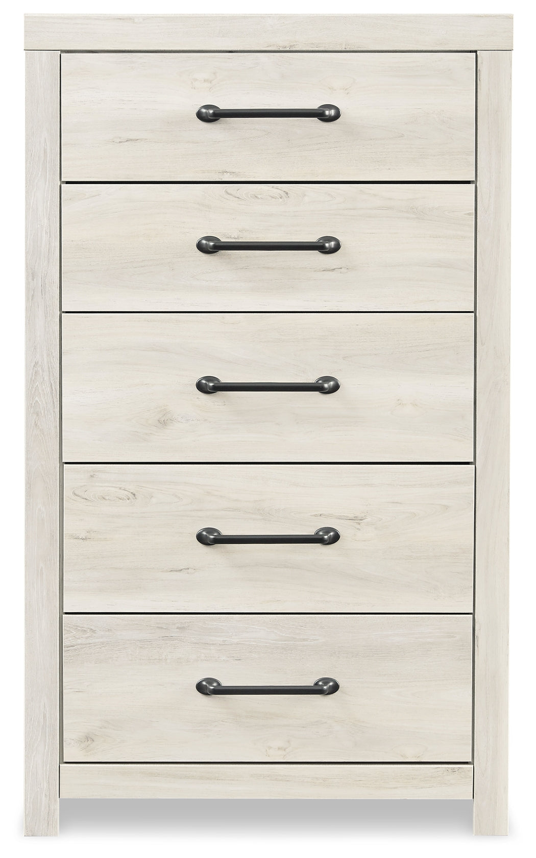 Cambeck Full Panel Bed with 2 Storage Drawers with Mirrored Dresser, Chest and 2 Nightstands in Whitewash - PKG003054