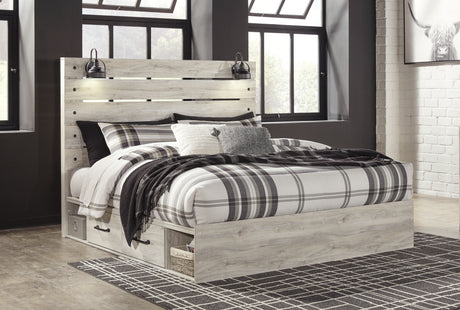 Cambeck King Panel Bed with 2 Storage Drawers with Dresser in Whitewash - PKG002999