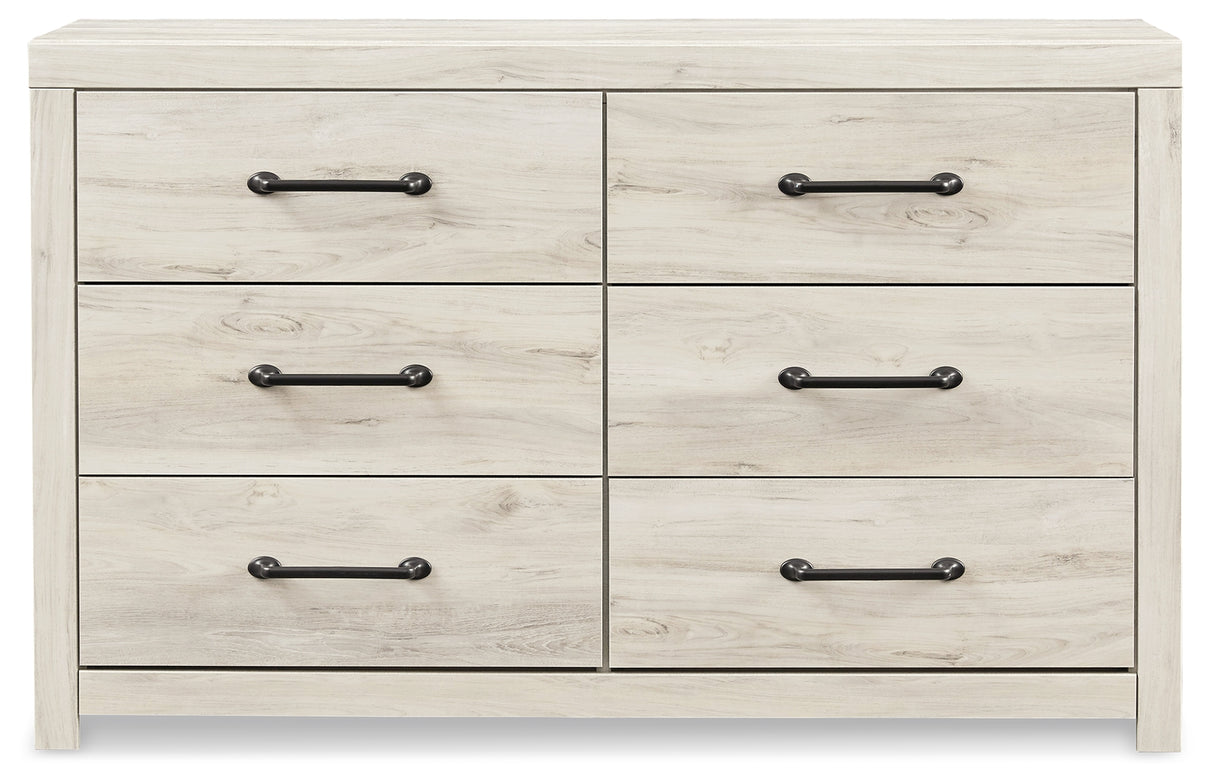 Cambeck King Panel Bed with 2 Storage Drawers with Dresser in Whitewash - PKG003043