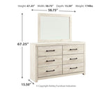 Cambeck King Panel Bed with 2 Storage Drawers with Mirrored Dresser and Chest in Whitewash from Ashley - Luna Furniture