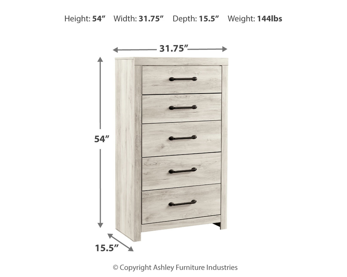 Cambeck King Panel Bed with Chest and Nightstand in Whitewash from Ashley - Luna Furniture