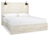 Cambeck King Panel Bed with Mirrored Dresser and Chest in Whitewash - PKG003034