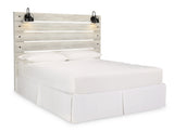 Cambeck King Panel Headboard Bed with Mirrored Dresser in Whitewash - PKG002967