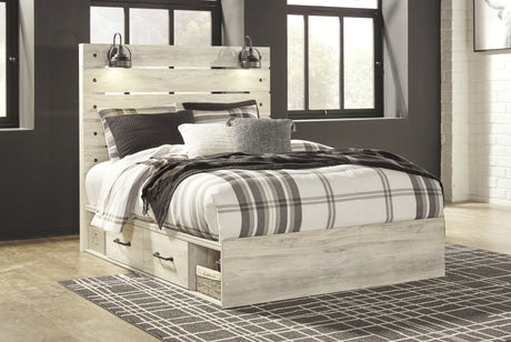 Cambeck Queen Panel Bed with 2 Storage Drawers with Dresser in Whitewash - PKG002993