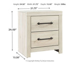 Cambeck Queen Panel Bed with 2 Storage Drawers with Mirrored Dresser and Nightstand in Whitewash - PKG014080