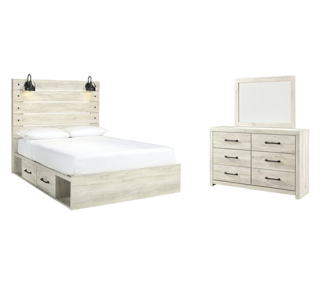 Cambeck Queen Panel Bed with 4 Storage Drawers with Dresser in Whitewash - PKG003018