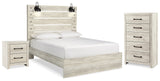 Cambeck Queen Panel Bed with Chest and Nightstand in Whitewash from Ashley - Luna Furniture