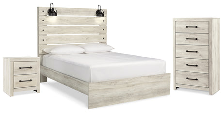 Cambeck Queen Panel Bed with Chest and Nightstand in Whitewash from Ashley - Luna Furniture