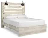 Cambeck Queen Panel Bed with Mirrored Dresser in Whitewash - PKG003081