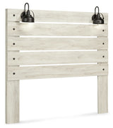 Cambeck Queen Panel Headboard Bed with Mirrored Dresser, Chest and Nightstand in Whitewash - PKG002963