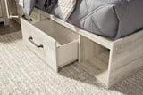 Cambeck Twin Panel Bed with 2 Storage Drawers with Mirrored Dresser, Chest and 2 Nightstands in Whitewash - PKG002983