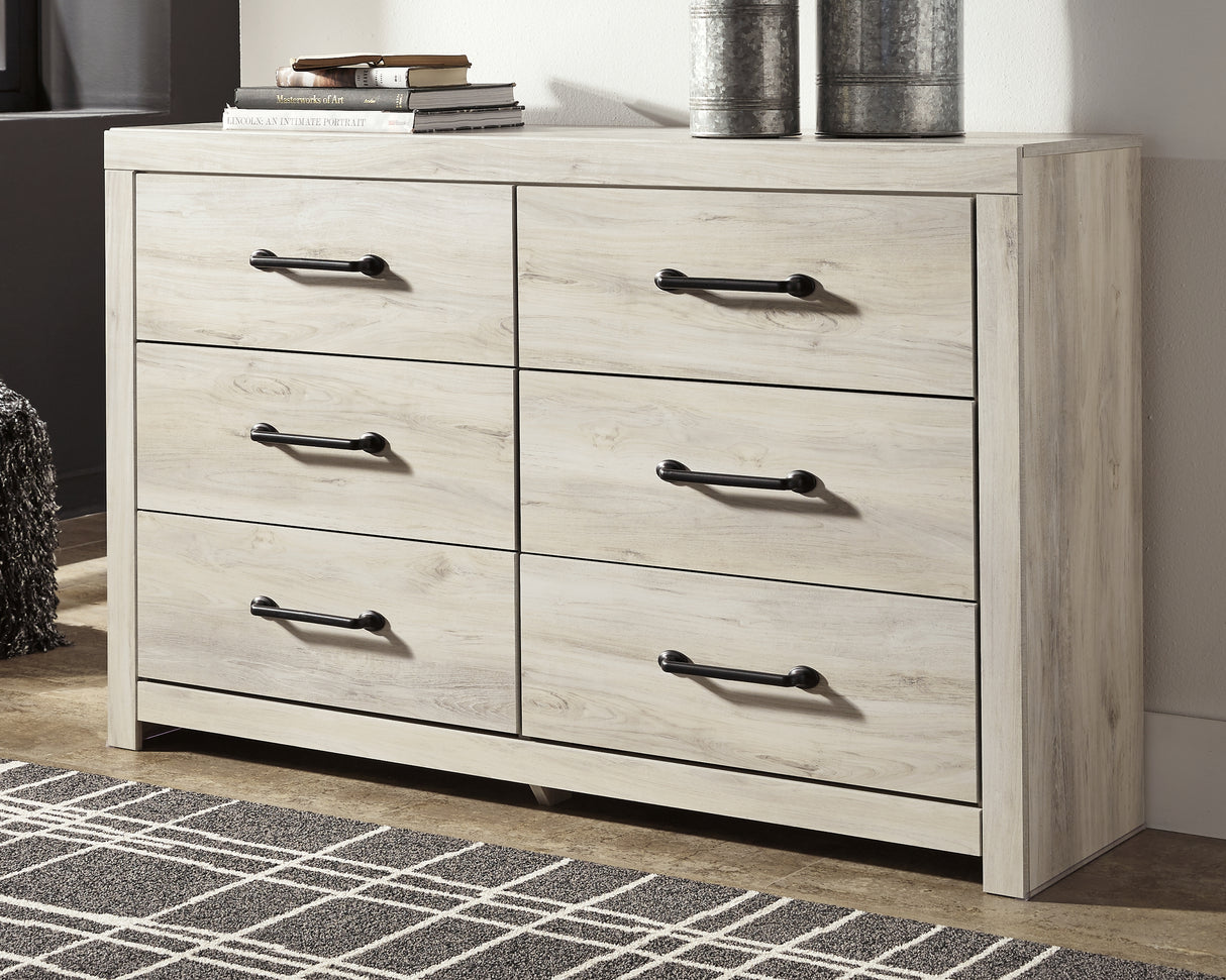 Cambeck Twin Panel Bed with 4 Storage Drawers with Dresser in Whitewash - PKG003012