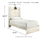 Cambeck Twin Panel Bed with Mirrored Dresser, Chest and Nightstand in Whitewash - PKG003010