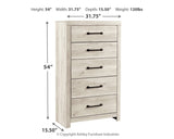 Cambeck Twin Panel Bed with Mirrored Dresser, Chest and Nightstand in Whitewash - PKG003010