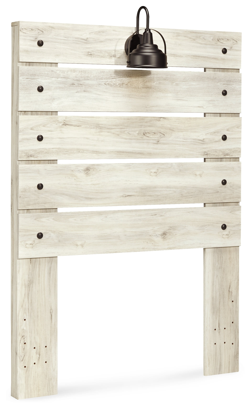 Cambeck Twin Panel Headboard Bed with Mirrored Dresser and Chest in Whitewash - PKG002954