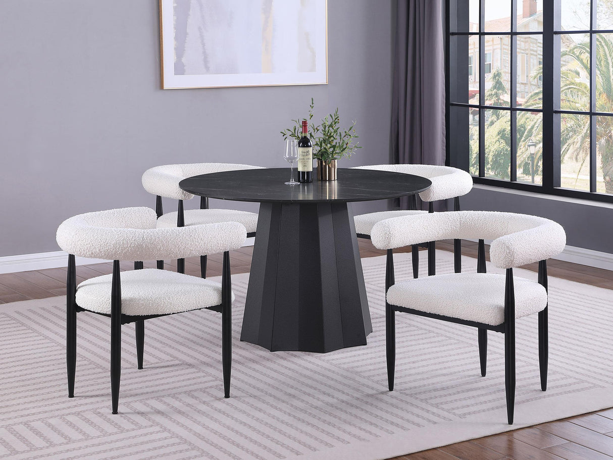 Camden Round 48-inch Faux Marble Top Dining Table Black - 105780