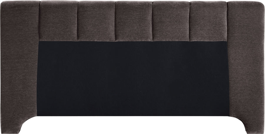 Camila Chenille Fabric Full Bed (3 Boxes) in Brown from Meridian - Luna Furniture