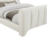 Camila Chenille Fabric Full Bed (3 Boxes) in Cream from Meridian - Luna Furniture