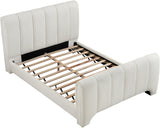 Camila Chenille Fabric Full Bed (3 Boxes) in Cream from Meridian - Luna Furniture