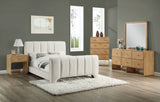 Camila Chenille Fabric Full Bed (3 Boxes) in Cream from Meridian - Luna Furniture