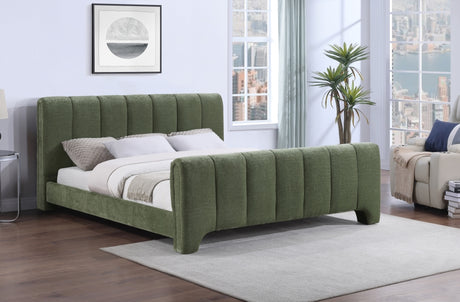 Camila Chenille Fabric Full Bed (3 Boxes) in Green from Meridian - Luna Furniture