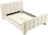 Camila Chenille Fabric King Bed (3 Boxes) in Beige from Meridian - Luna Furniture