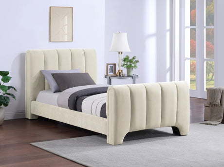 Camila Chenille Fabric Twin Bed (3 Boxes) in Beige from Meridian - Luna Furniture