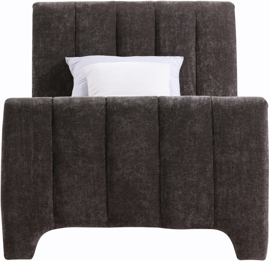 Camila Chenille Fabric Twin Bed (3 Boxes) in Brown from Meridian - Luna Furniture