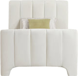 Camila Chenille Fabric Twin Bed (3 Boxes) in Cream from Meridian - Luna Furniture