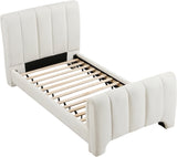 Camila Chenille Fabric Twin Bed (3 Boxes) in Cream from Meridian - Luna Furniture