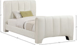 Camila Chenille Fabric Twin Bed (3 Boxes) in Cream from Meridian - Luna Furniture