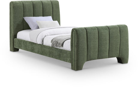 Camila Chenille Fabric Twin Bed (3 Boxes) in Green from Meridian - Luna Furniture