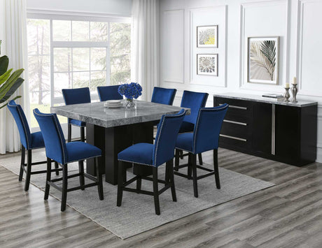 Camila Gray Marble 7-Piece Counter Dining Group(Counter Table & 6 Counter Chairs) - SET | CM540PTG | CM540PB | CM540CCBN(6)