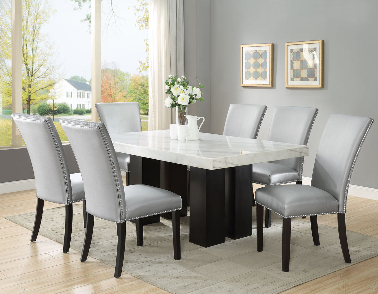 Camila Silver PU Dining chairW/ Nailhead, Set of 2 from Steve Silver - Luna Furniture