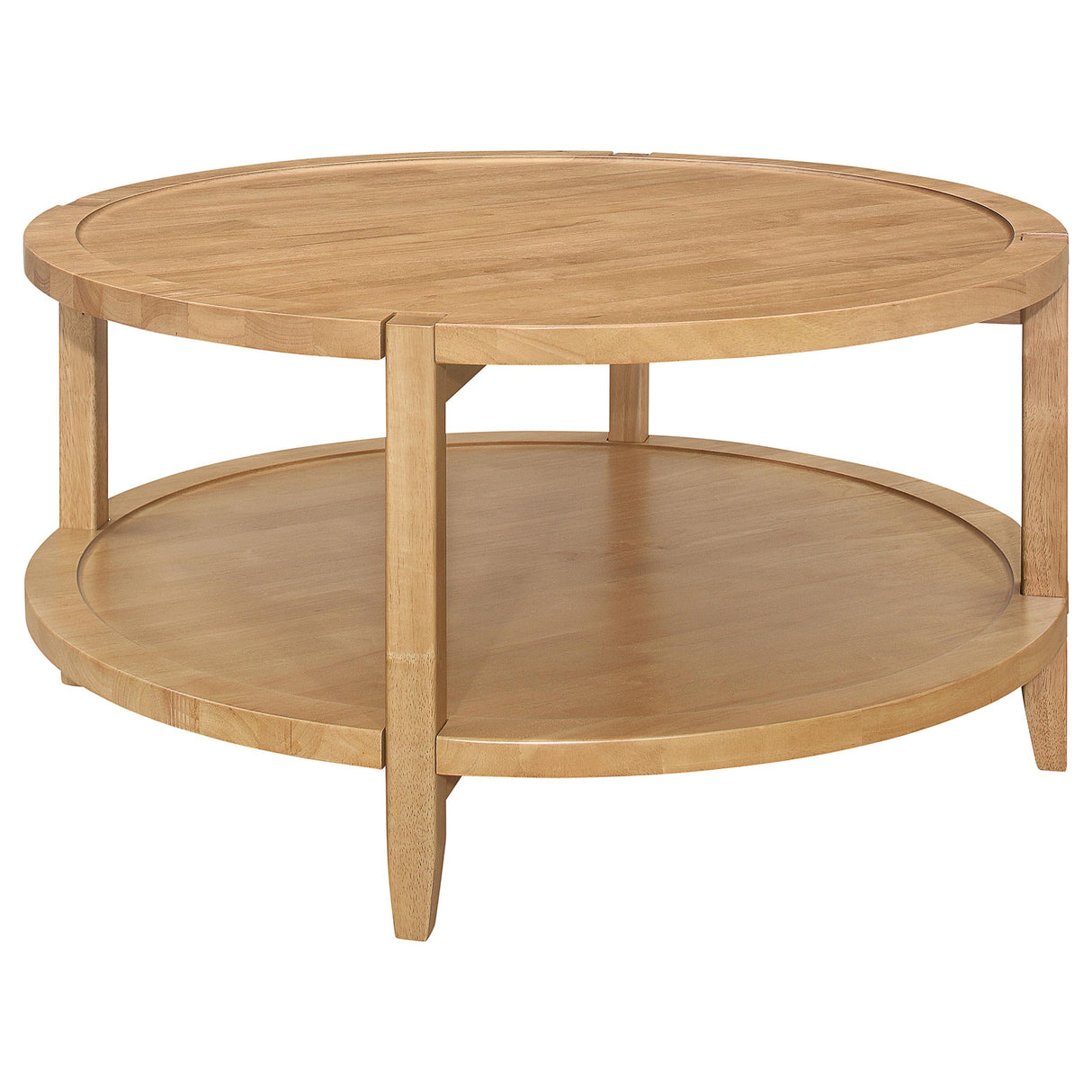 Camillo Round Solid Wood Coffee Table with Shelf Maple Brown from Coaster - Luna Furniture