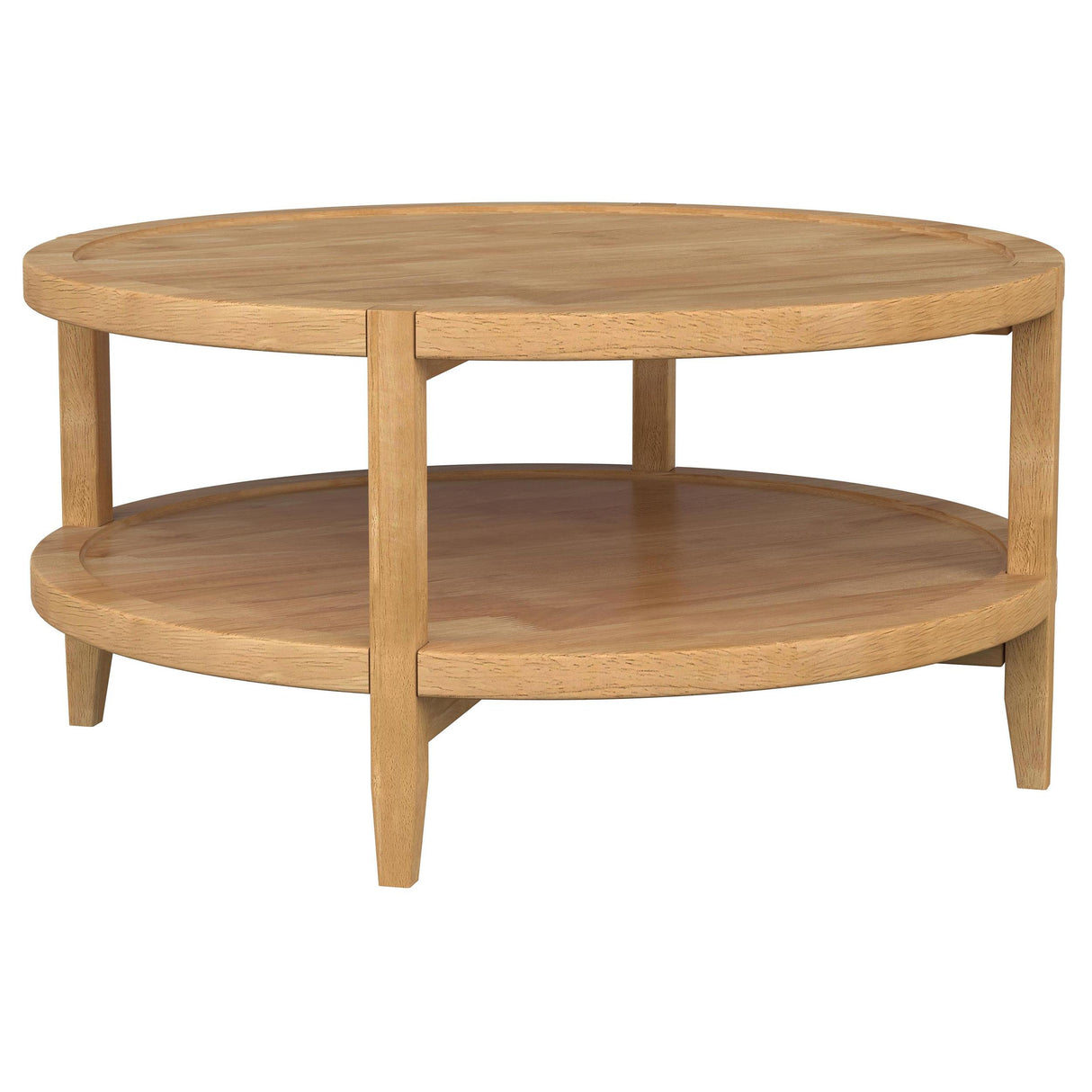 Camillo Round Solid Wood Coffee Table with Shelf Maple Brown from Coaster - Luna Furniture