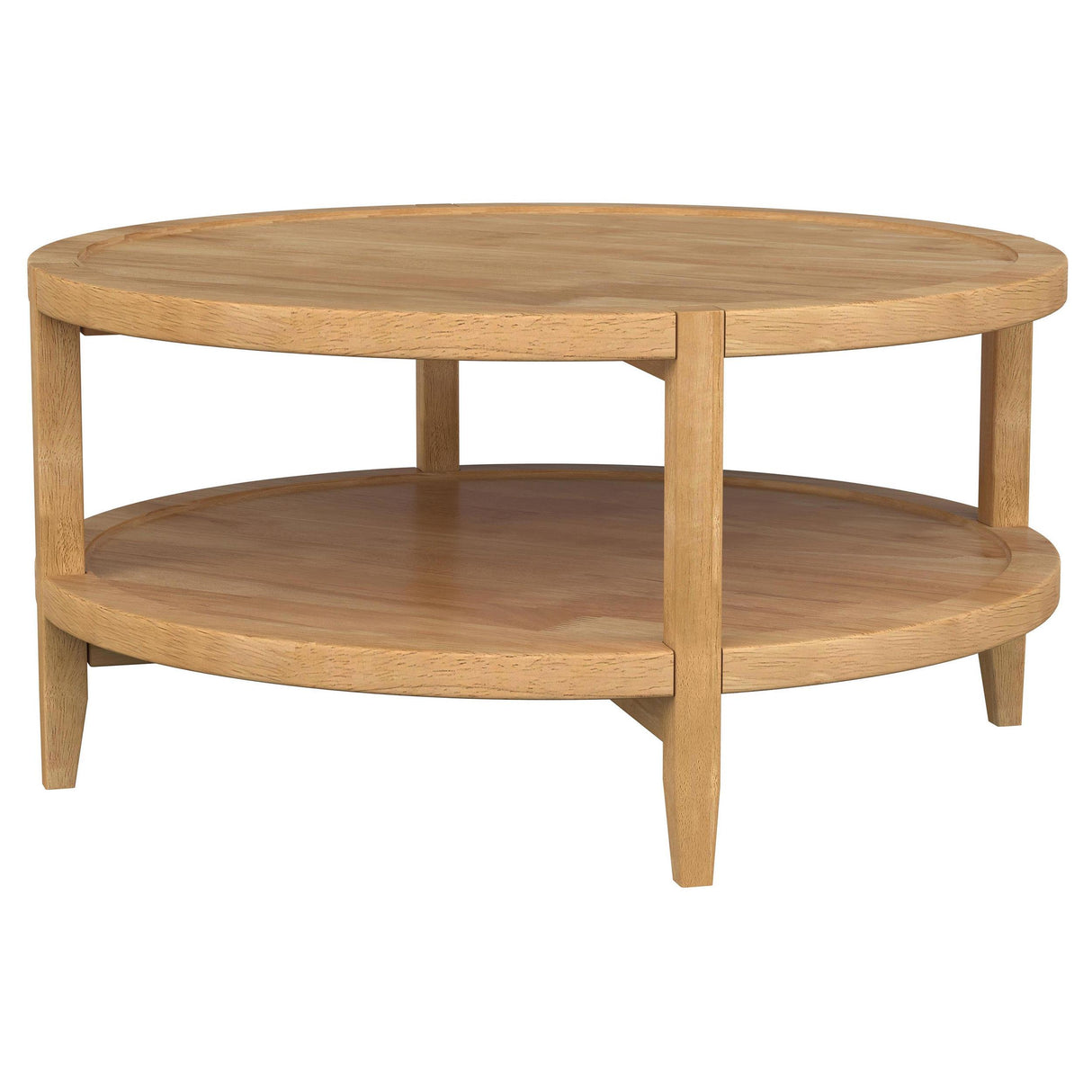 Camillo Round Solid Wood Coffee Table with Shelf Maple Brown from Coaster - Luna Furniture