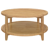 Camillo Round Solid Wood Coffee Table with Shelf Maple Brown from Coaster - Luna Furniture