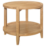 Camillo Round Solid Wood End Table with Shelf Maple Brown from Coaster - Luna Furniture