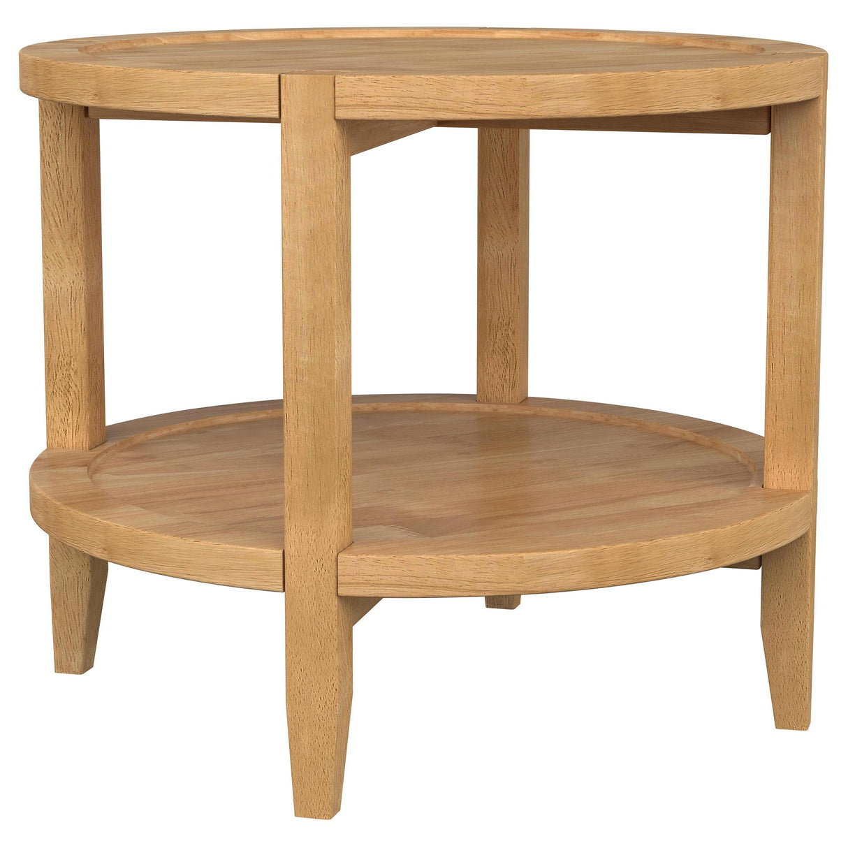 Camillo Round Solid Wood End Table with Shelf Maple Brown from Coaster - Luna Furniture