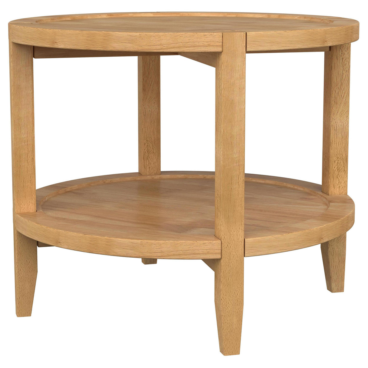 Camillo Round Solid Wood End Table with Shelf Maple Brown from Coaster - Luna Furniture