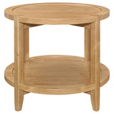 Camillo Round Solid Wood End Table with Shelf Maple Brown from Coaster - Luna Furniture