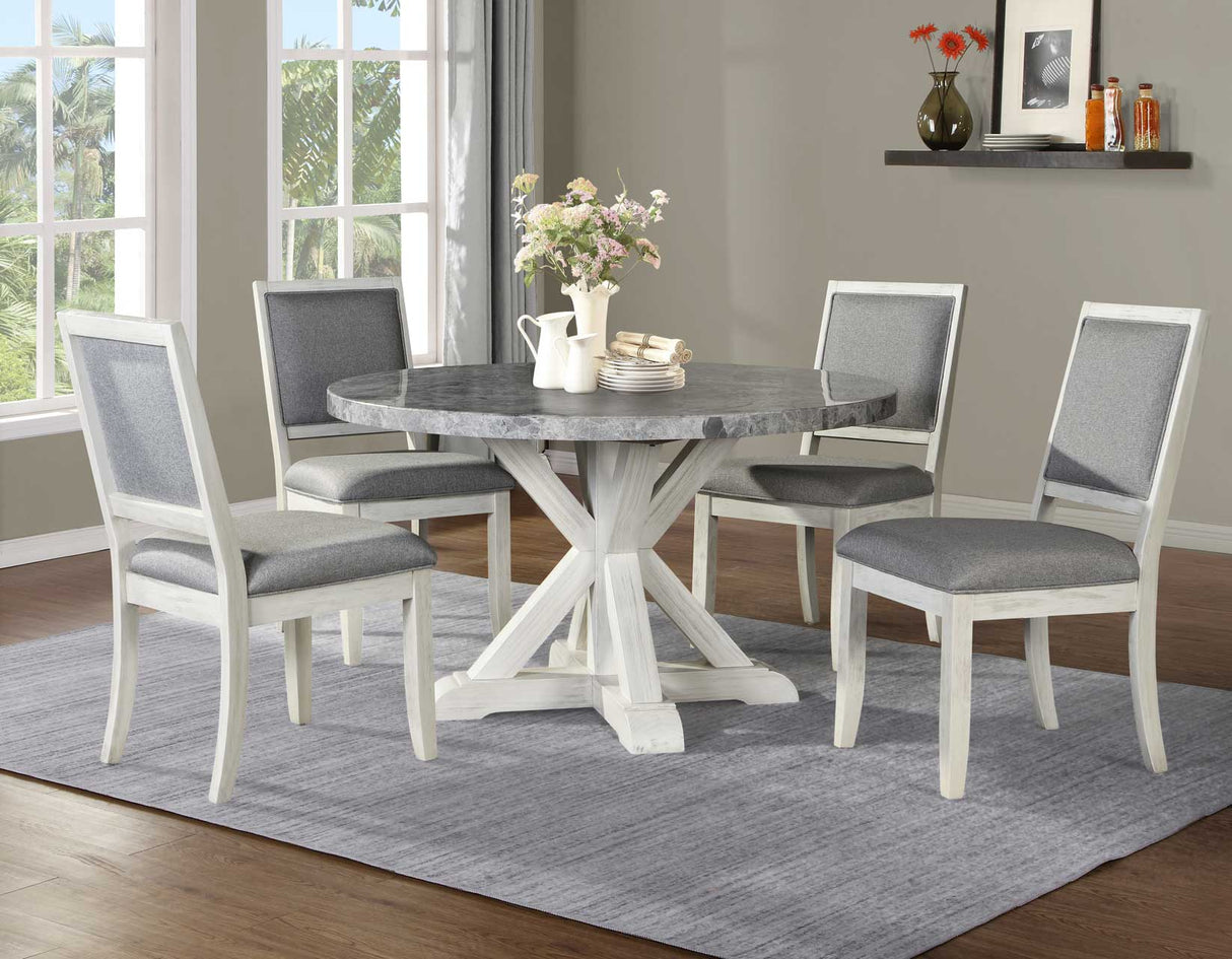 Canova 5-Piece Gray Marble Dining Set(Table & 4 Side Chairs) from Steve Silver - Luna Furniture