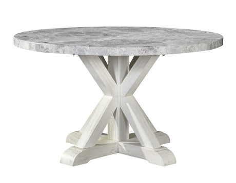 Canova 52-inch Round Gray Marble Top Dining Table - SET | CV520GT | CV520DB