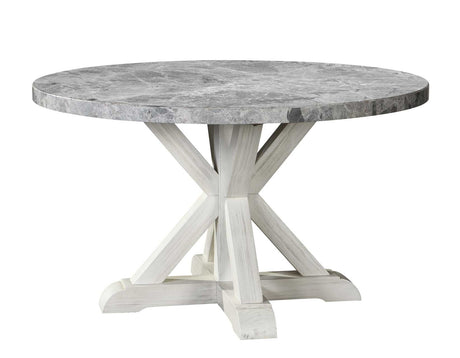 Canova 52-inch Round Gray Marble Top Dining Table - SET | CV520GT | CV520DB