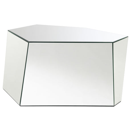 Capella Mirrored Abstract Geometric Coffee Table Silver from Coaster - Luna Furniture