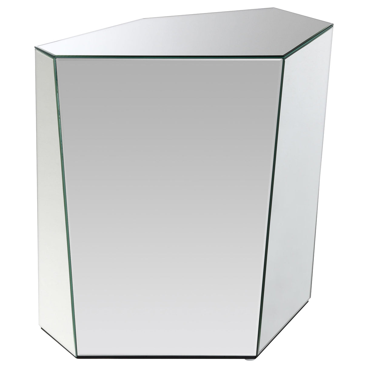 Capella Mirrored Abstract Geometric End Table Silver from Coaster - Luna Furniture