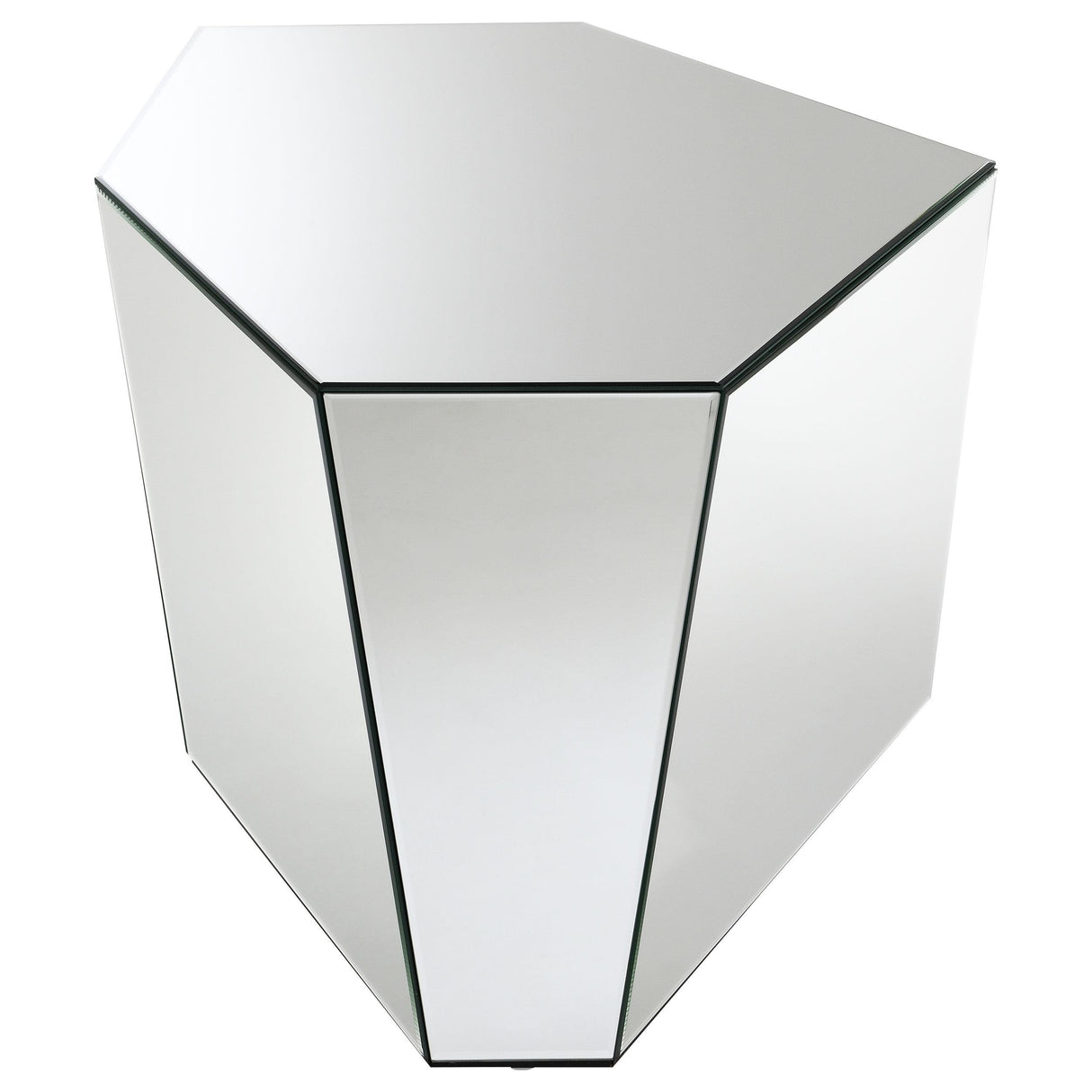 Capella Mirrored Abstract Geometric End Table Silver from Coaster - Luna Furniture