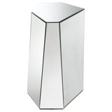 Capella Mirrored Abstract Geometric End Table Silver from Coaster - Luna Furniture